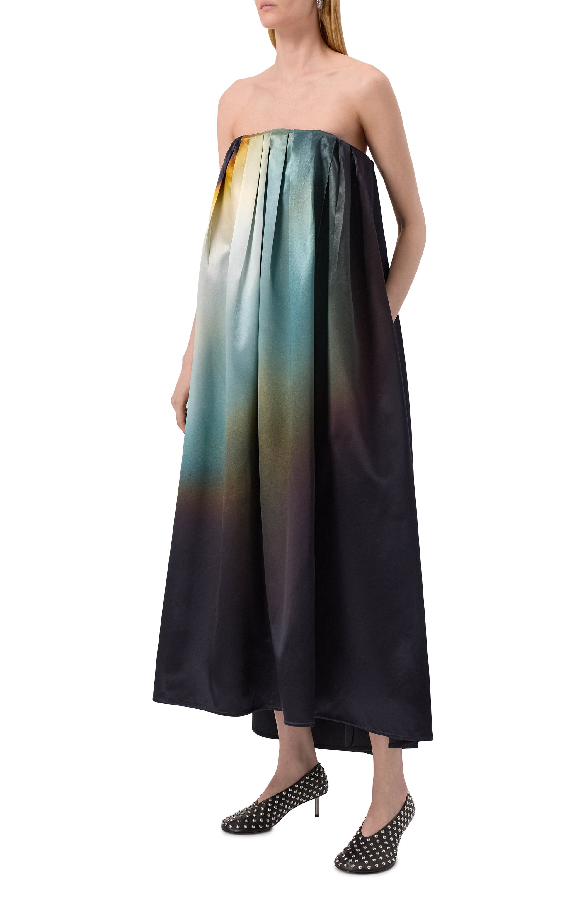 Атласное платье JIL SANDER разноцветного цвета по цене 439000 руб., арт. J01CT0238-J65291, фото 3 Атласное платье JIL SANDER, арт. J01CT0238-J65291, фото 3