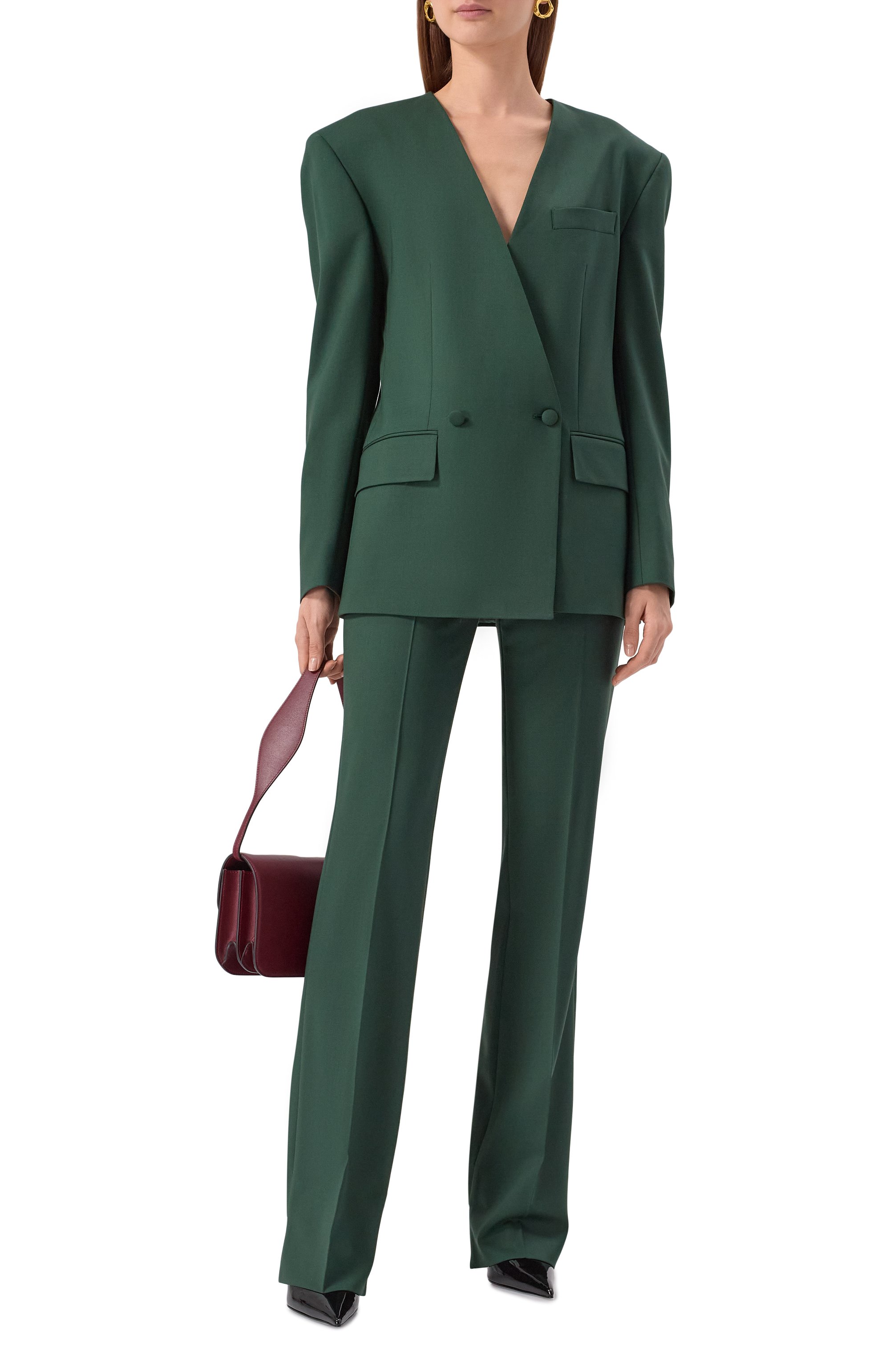 Шерстяные брюки JACOB LEE зеленого цвета по цене 87400 руб., арт. WWP2051AW25BG, фото 2 Шерстяные брюки JACOB LEE, арт. WWP2051AW25BG, фото 2