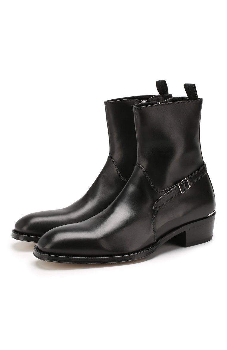 Мужские кожаные сапоги ALEXANDER MCQUEEN черного цвета, арт. 575446/WHW81 | Фото 1 (Подошва: Плоская; Мужское Кросс-КТ: Байкеры-обувь; Статус проверки: Проверена категория; Материал внутренний: Натуральная кожа; Материал утеплителя: Без утеплителя; Ювелирные украшения: Назначено; Материал внешний: Натуральная кожа)