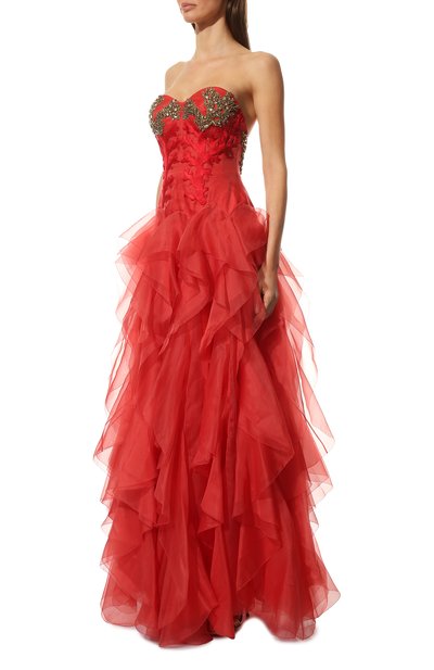Шелковое платье ALEXANDER MCQUEEN кораллового цвета по цене 1805000 руб., арт. 688184/QBABZ, фото 3 Шелковое платье ALEXANDER MCQUEEN, арт. 688184/QBABZ, фото 3