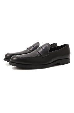 Мужские кожаные пенни-лоферы TOD’S черного цвета, арт. XXM0ZF0Q920/PLS | Фото 1 (Материал внешний: Натуральная кожа; Материал сплава: Проставлено; Материал внутренний: Натуральная кожа; Нос: Не проставлено; Стили: Классический)