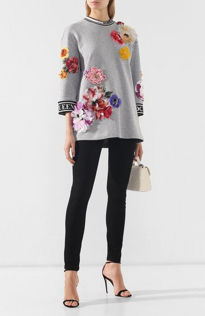 Хлопковый пуловер DOLCE & GABBANA светло-серого цвета по цене 399500 руб., арт. F9E14Z/FU7DU, фото 2 Хлопковый пуловер DOLCE & GABBANA, арт. F9E14Z/FU7DU, фото 2