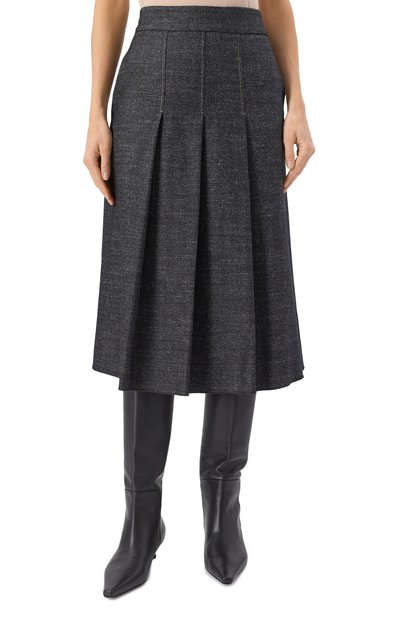 Юбка из шерсти и вискозы LORENA ANTONIAZZI темно-серого цвета по цене 92300 руб., арт. G001A/5026, фото 3 Юбка из шерсти и вискозы LORENA ANTONIAZZI, арт. G001A/5026, фото 3