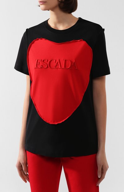 Хлопковая футболка ESCADA SPORT черного цвета по цене 16950 руб., арт. 5032171, фото 3 Хлопковая футболка ESCADA SPORT, арт. 5032171, фото 3