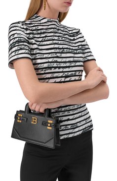 Женская сумка b-buzz small BALMAIN черного цвета, арт. EN1KJ931/LSLX | Фото 2 (Материал сплава: Проставлено; Драгоценные камни: Про�ставлено; Материал: Натуральная кожа; Размер: small)