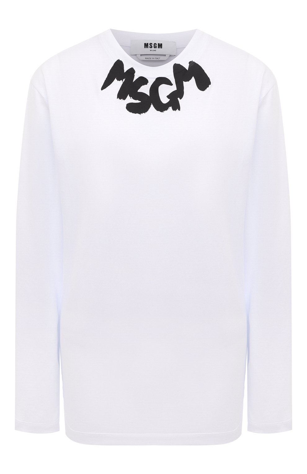 Хлопковый лонгслив MSGM белого цвета по цене 12800 руб., арт. 3341MDM169 227798, фото 1 Хлопковый лонгслив MSGM, арт. 3341MDM169 227798, фото 1