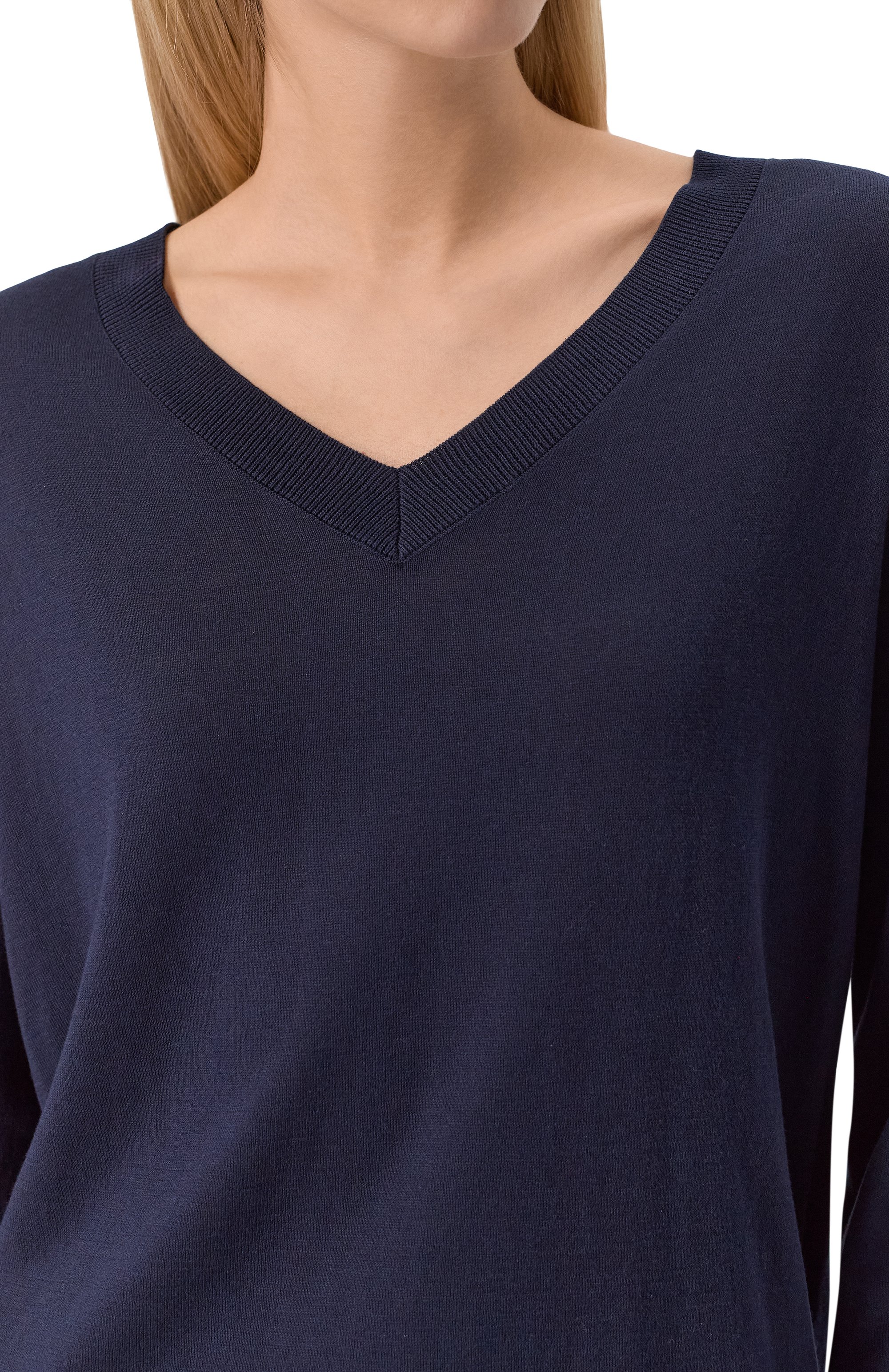 Пуловер из шелка и хлопка WEEKEND MAX MARA темно-синего цвета по цене 27950 руб., арт. RANIA, фото 5 Пуловер из шелка и хлопка WEEKEND MAX MARA, арт. RANIA, фото 5