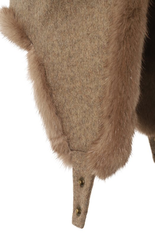 Шапка-ушанка с отделкой из норки VICTORIA KUSENKOVA 109101945153 Бежевый  109101945153 Фото 4