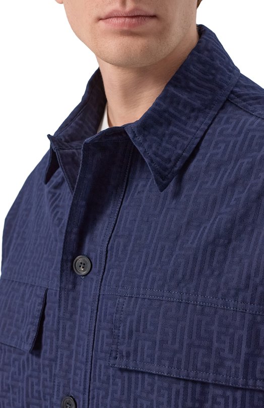 Хлопковая куртка-рубашка Balmain GH1TH881/CG41 Синий  GH1TH881/CG41 Фото 5