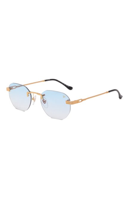 Женские солнцезащитные очки VINTAGE FRAMES светло-голубого цвета, арт. DETR0IT PLAYER 24KT G0LD/SKY BLUE | Фото 1 (Нос: Не проставлено; Региональные ограничения белый список (Axapta Mercury): Не проставлено; Материал: Металл; Тип очков: С/з)