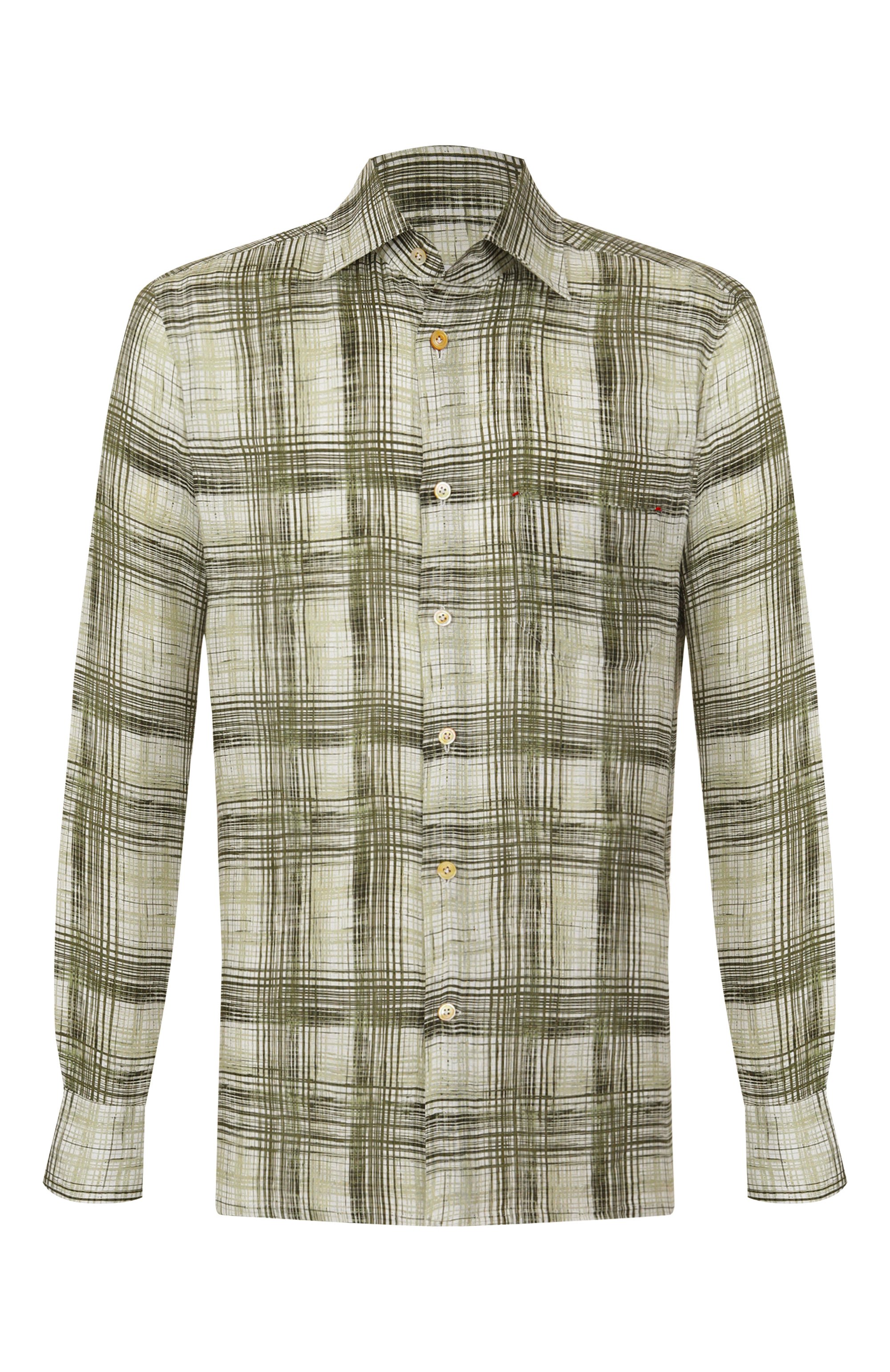 Льняная рубашка KITON зеленого цвета по цене 99500 руб., арт. UMCNERH0924405, фото 1 Льняная рубашка KITON, арт. UMCNERH0924405, фото 1