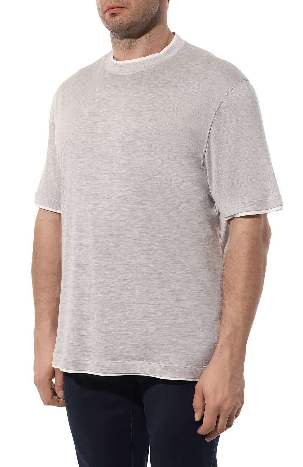 Футболка из шелка и хлопка BRUNELLO CUCINELLI, арт. MD8217427, фото 3