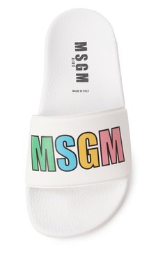 Детские шлепанцы MSGM KIDS белого цвета, арт. 79858/VAR1/28-35 | Фото 4 (Материал внешний: Резина, Пластик; Материал сплава: Проставлено; Материал внутренний: Текстиль; Нос: Не проставлено)