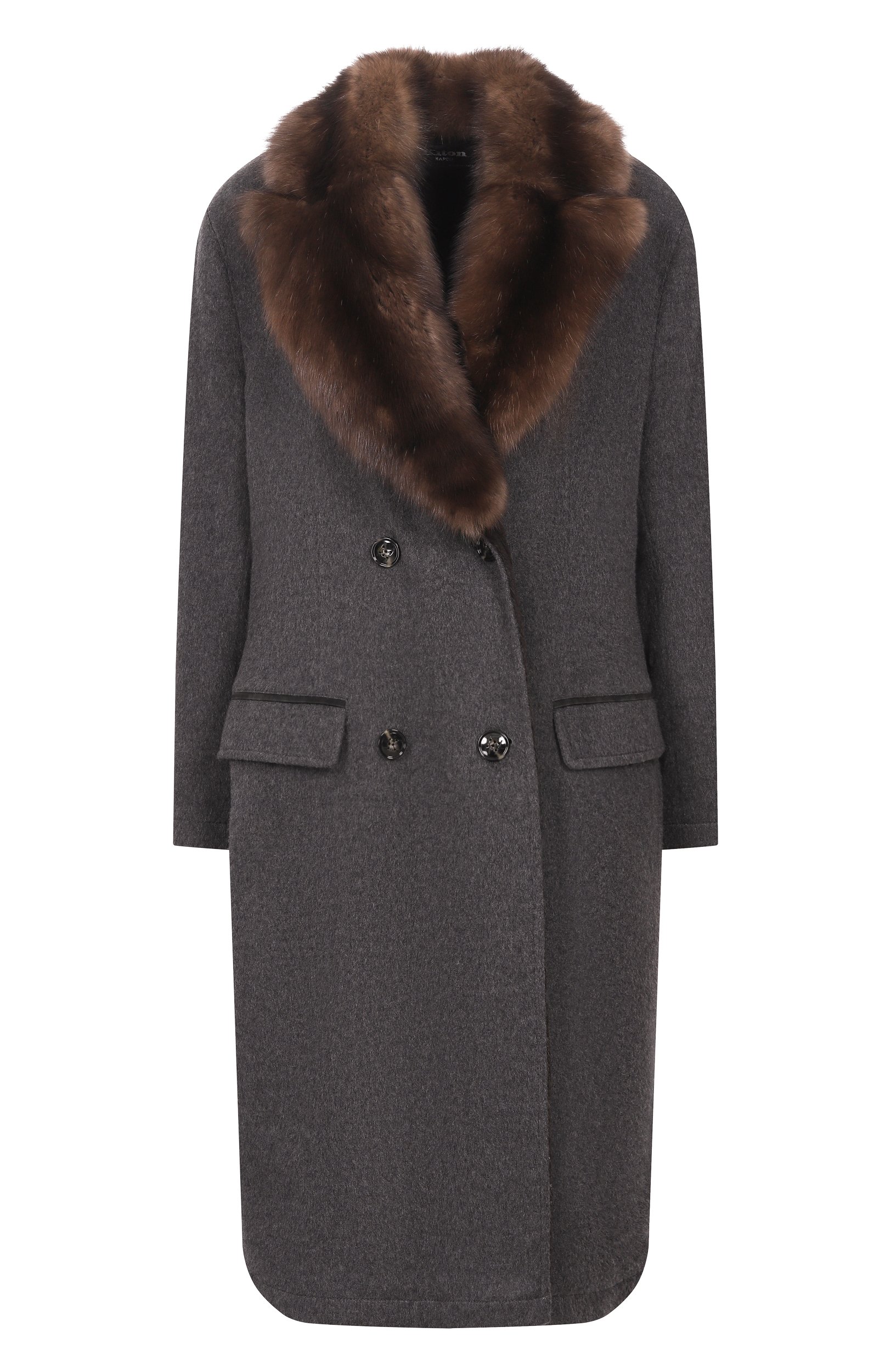 Кашемировое пальто с подкладкой из кролика и воротником из соболя KITON, арт. DW0619AV03S28, фото 1