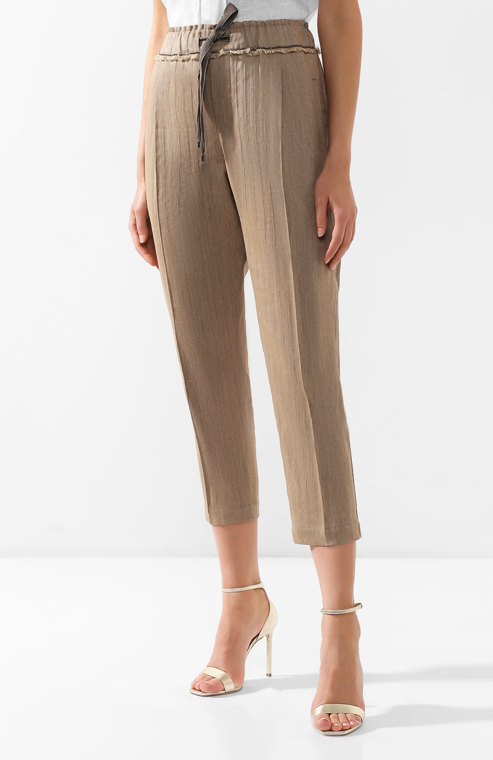 Брюки из хлопка и льна BRUNELLO CUCINELLI бежевого цвета по цене 115000 руб., арт. MF578P6905, фото 3 Брюки из хлопка и льна BRUNELLO CUCINELLI, арт. MF578P6905, фото 3