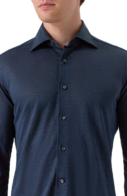 Льняная рубашка MVST SLIM/GABRIELLE/R0UND/800-JERSEY Синий  SLIM/GABRIELLE/R0UND/800-JERSEY Фото 5
