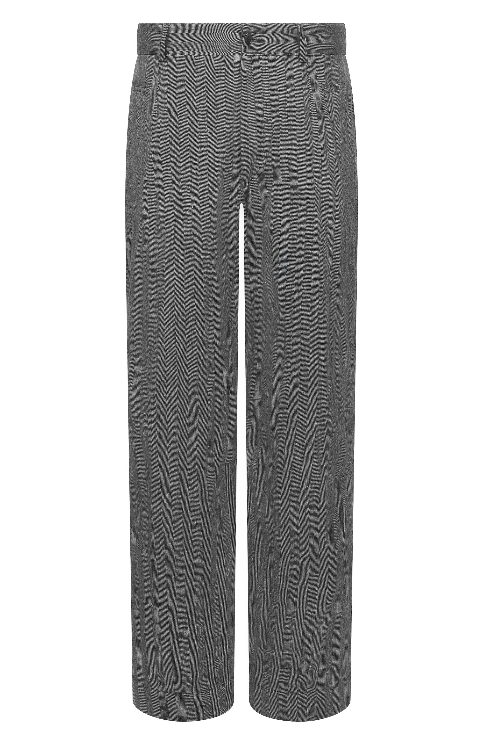 Брюки из хлопка и льна DRIES VAN NOTEN серого цвета по цене 98450 руб., арт. 020917/3131, фото 1 Брюки из хлопка и льна DRIES VAN NOTEN, арт. 020917/3131, фото 1