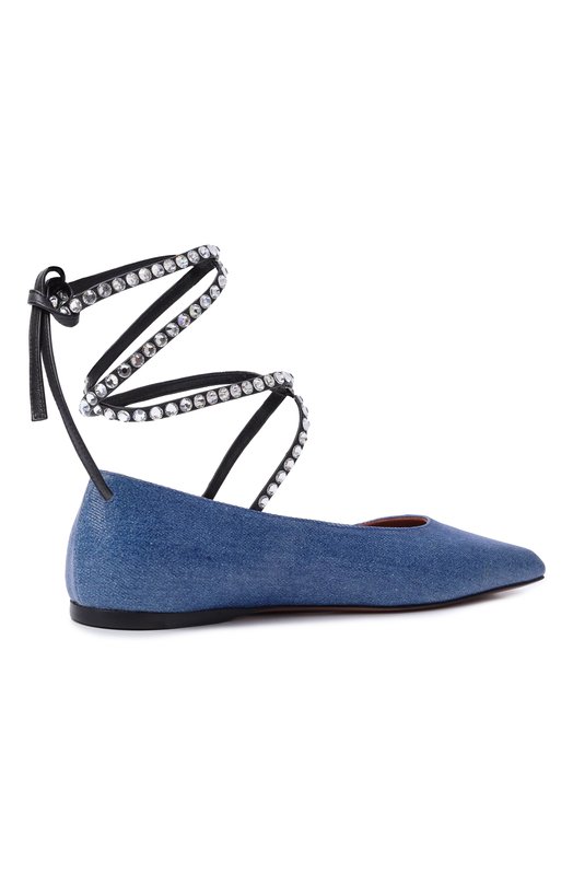 Комбинированные балетки Ane Amina Muaddi ANE LACE UP FLAT Голубой  ANE LACE UP FLAT Фото 5