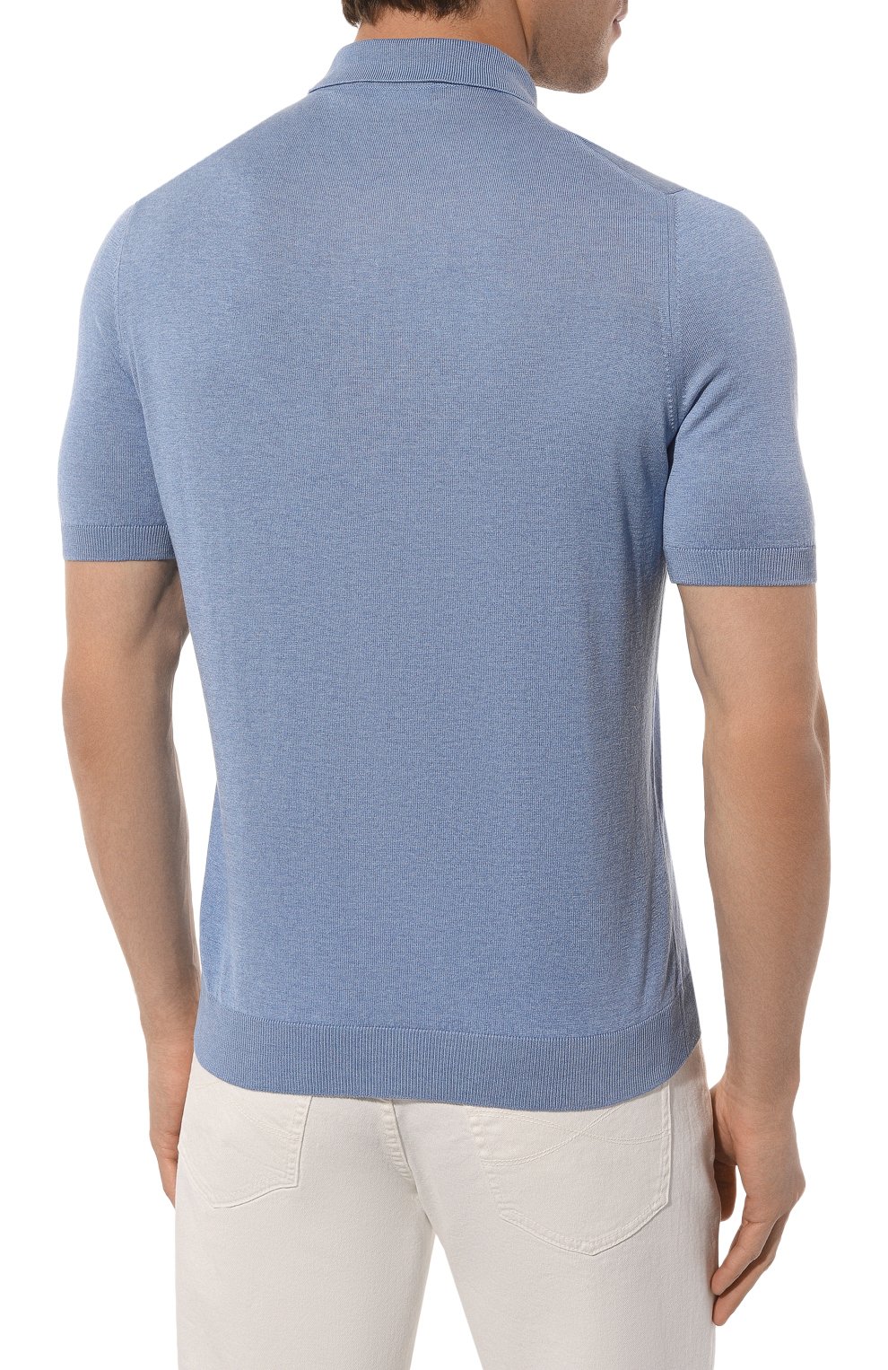 Шелковое поло GRAN SASSO голубого цвета по цене 34950 руб., арт. 43110/23503, фото 4 Шелковое поло GRAN SASSO, арт. 43110/23503, фото 4
