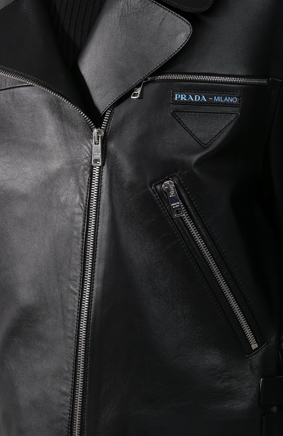 Кожаная куртка с косой молнией PRADA, арт. 58938-FLY-F014B, фото 5