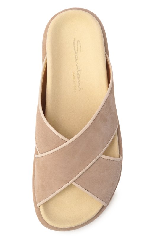 Замшевые шлепанцы Santoni WHXG72177G0MNUPI Бежевый  WHXG72177G0MNUPI Фото 6