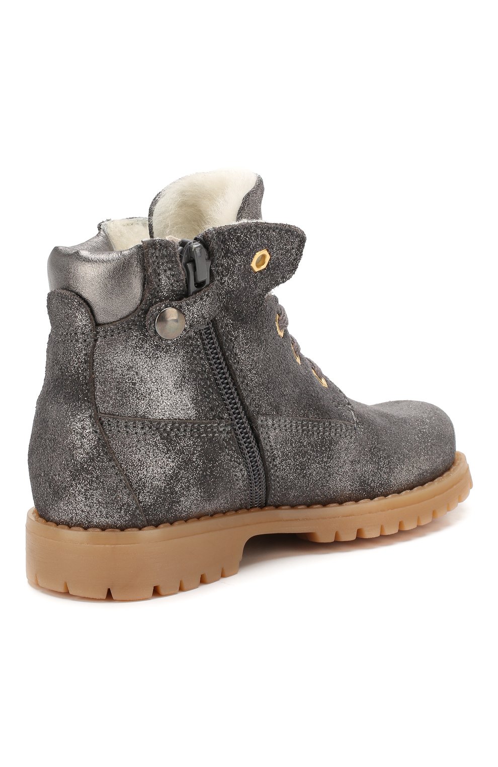 Кожаные ботинки с меховой отделкой WALKEY темно-серого цвета по цене 12700 руб., арт. Y1A4-40143-0416/19-24, фото 3 Кожаные ботинки с меховой отделкой WALKEY, арт. Y1A4-40143-0416/19-24, фото 3