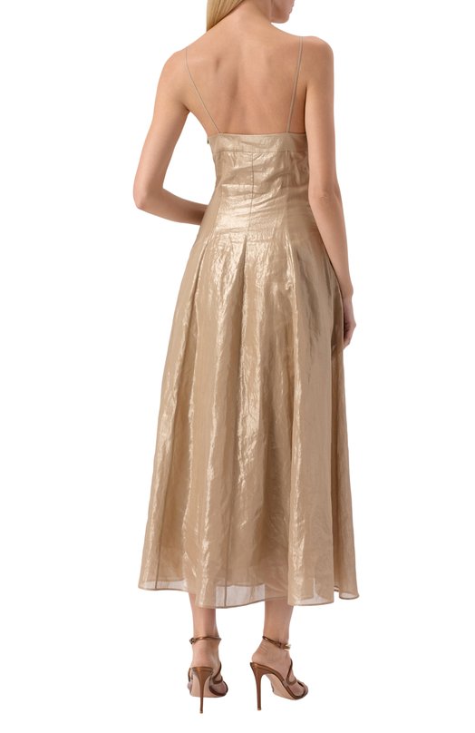 Хлопковое платье Brunello Cucinelli MP950A5352 Золотой  MP950A5352 Фото 4
