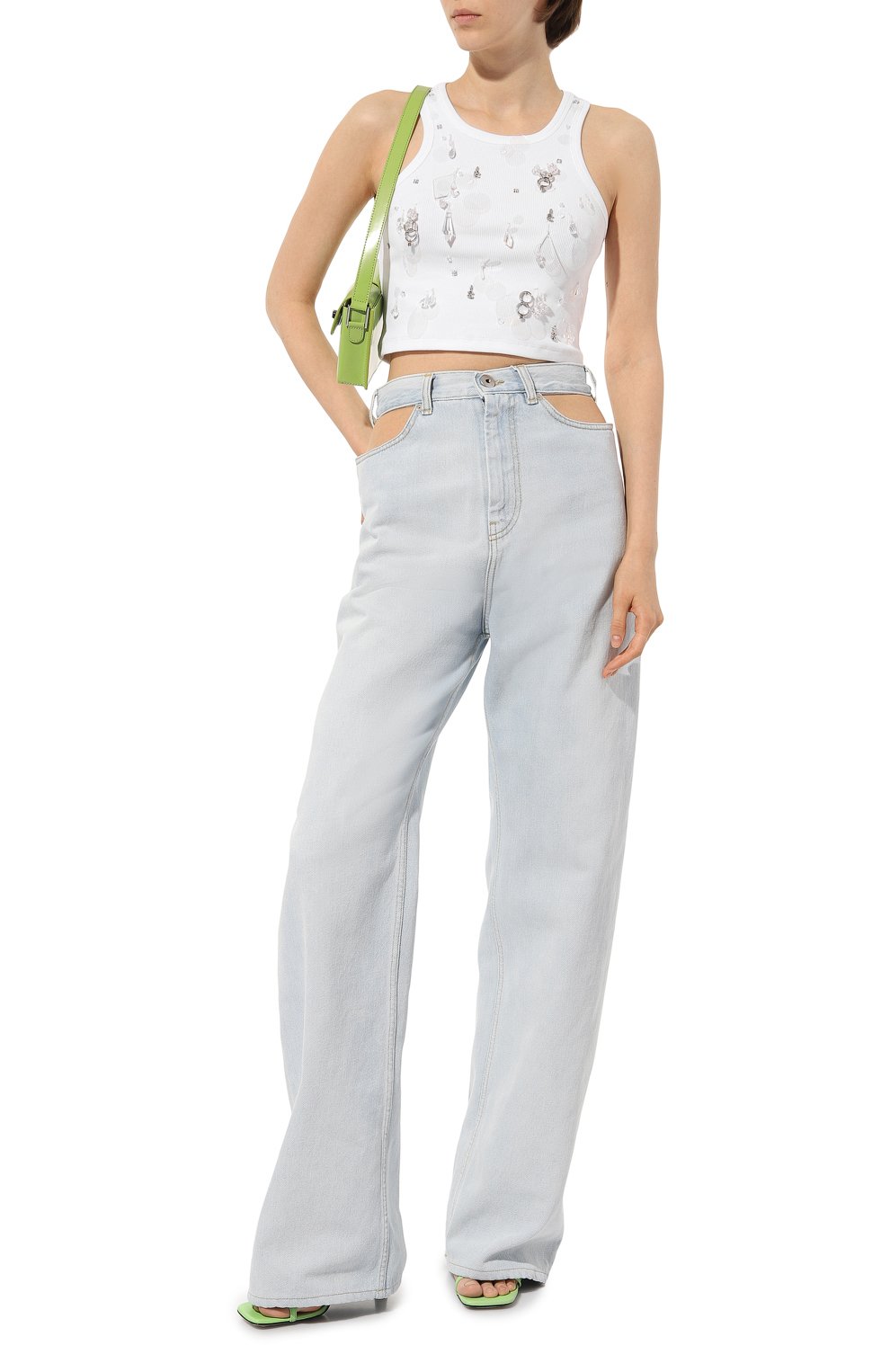 Хлопковый топ MSGM белого цвета по цене 39250 руб., арт. 3442MDT87X/237120, фото 2 Хлопковый топ MSGM, арт. 3442MDT87X/237120, фото 2