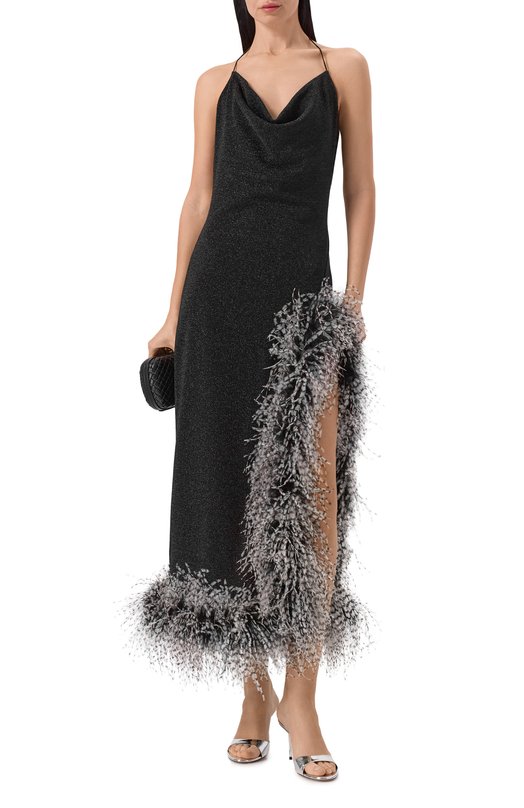 Платье с отделкой перьями OSEREE BLVS261/LUREX PLUMAGE Чёрный  BLVS261/LUREX PLUMAGE Фото 2