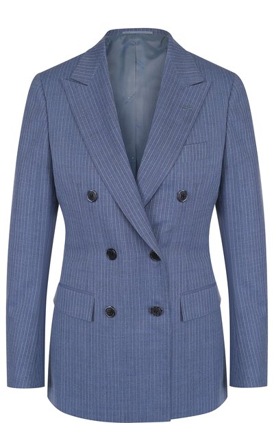 Женский шерстяной двубортный жакет в полоску KITON, арт. DG85GK09P7701001