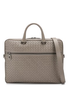 Мужской кожаный портфель  BOTTEGA VENETA серого цвета, арт. 516110/V4651 | Фото 6 (Материал внутренний: Не назначено; Материал: Натуральная кожа; Материал сплава: Проставлено; Драгоценные камни: Проставлено; Статус проверки: Проверена категория; Размер: large)