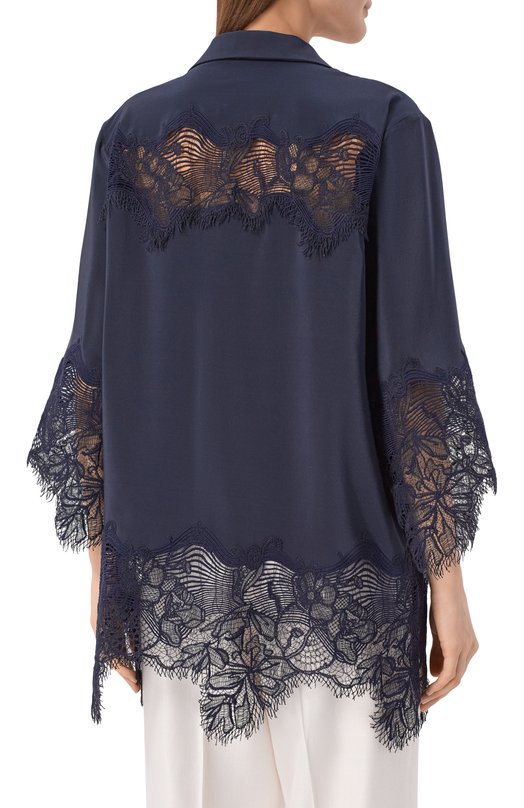 Хлопковая блузка Kiton D61460K0853G Синий  D61460K0853G Фото 4