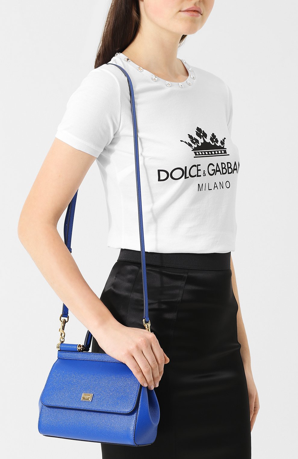 Сумка sicily medium DOLCE & GABBANA синего цвета по цене 189000 руб., арт. BB6003/A1001, фото 5 Сумка sicily medium DOLCE & GABBANA, арт. BB6003/A1001, фото 5