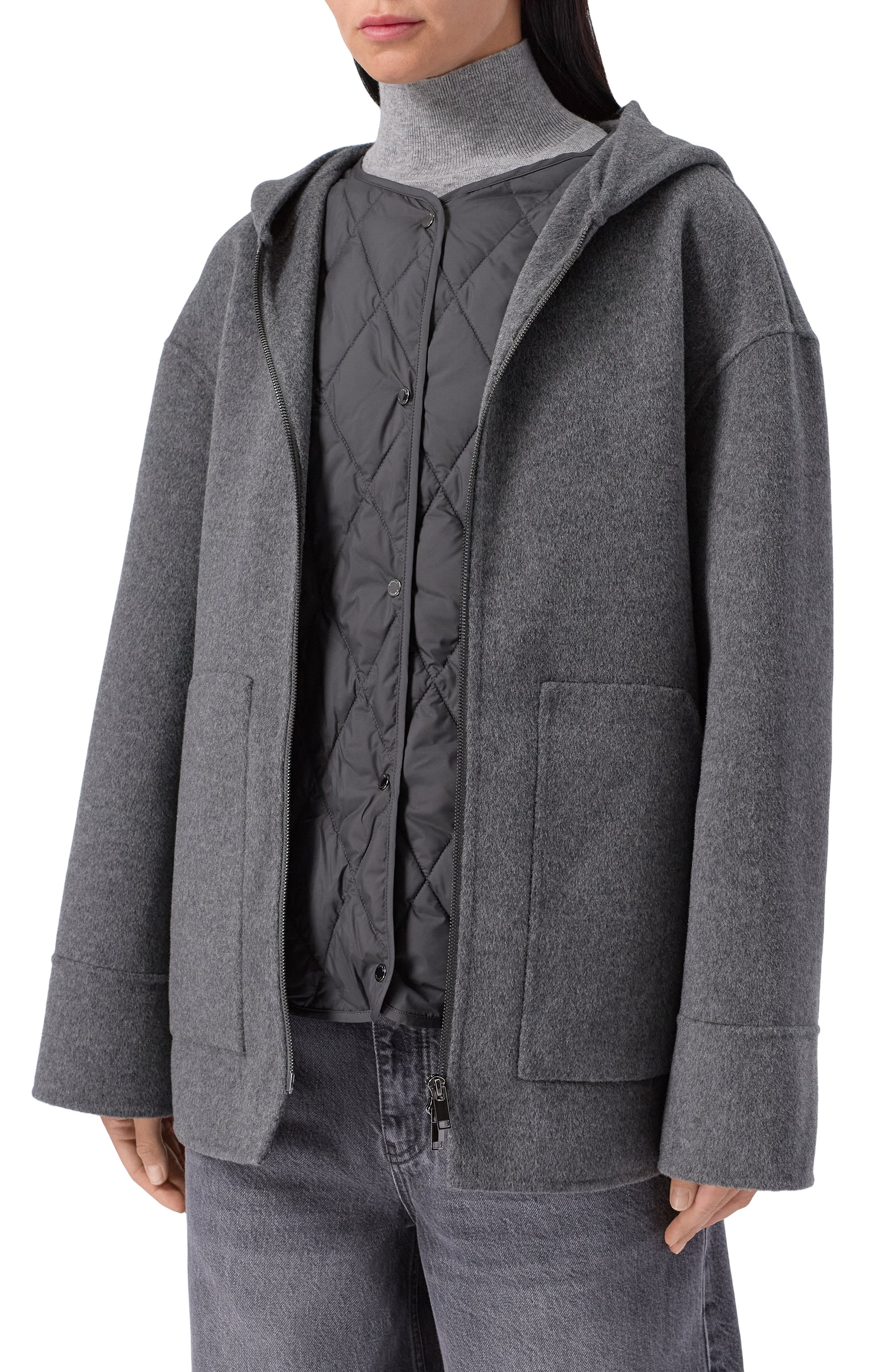 Шерстяное полупальто 12 STOREEZ серого цвета по цене 45000 руб., арт. 133930, фото 6 Шерстяное полупальто 12 STOREEZ, арт. 133930, фото 6