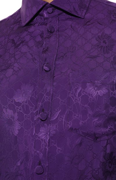 Рубашка из вискозы GUCCI фиолетового цвета по цене 122400 руб., арт. 587297 ZAA61, фото 5 Рубашка из вискозы GUCCI, арт. 587297 ZAA61, фото 5