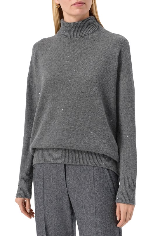 Свитер из кашемира и шелка Brunello Cucinelli M73539914 Серый  M73539914 Фото 3