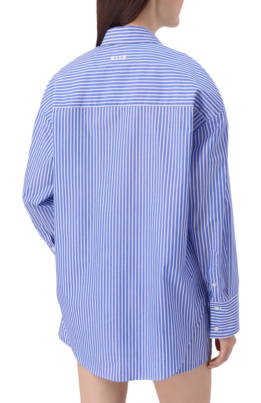 Хлопковая рубашка MSGM 4041MDE18X/267129 Голубой  4041MDE18X/267129 Фото 4