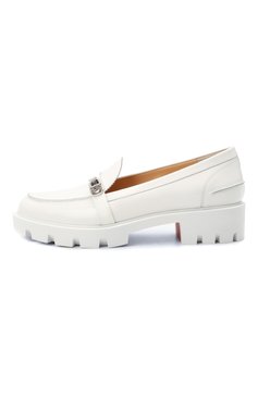 Женские кожаные лоферы lock woody CHRISTIAN LOUBOUTIN белого цвета, арт. 3210176/L0CK W00DY FLAT | Фото 3 (Каблук высота: Низкий; Материал внутренний: Натуральная кожа; Подошва: Платформа; Материал сплава: Проставлено; Драгоценные камни: Проставлено; Материал внешний: Натуральная кожа)