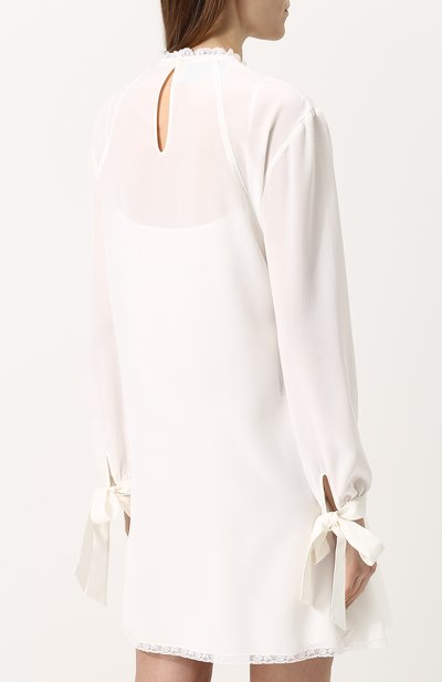 Однотонное мини-платье с оборками и драпировкой PRADA, арт. P35R0-1H51-F0304, фото 4