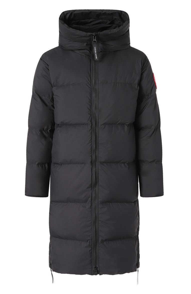 Мужская пуховик lawrence CANADA GOOSE черного цвета, арт. 2800M | Фото 1 (Рукава: Длинные; Материал подклада: Синтетический материал; Материал утеплителя: Пух и перо; Длина (верхняя оде�жда): До колена; Мужское Кросс-КТ: пуховик-длинный; Стили: Кэжуэл; Материал внешний: Синтетический материал)