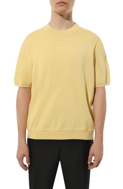 Хлопковый джемпер HUGO желтого цвета по цене 9860 руб., арт. 50485284, фото 3 Хлопковый джемпер HUGO, арт. 50485284, фото 3