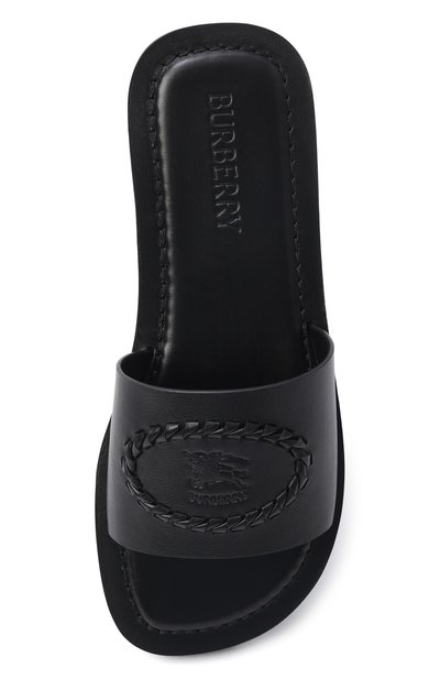 Кожаные шлепанцы knight BURBERRY черного цвета по цене 78550 руб., арт. 8123070, фото 5 Кожаные шлепанцы knight BURBERRY, арт. 8123070, фото 5