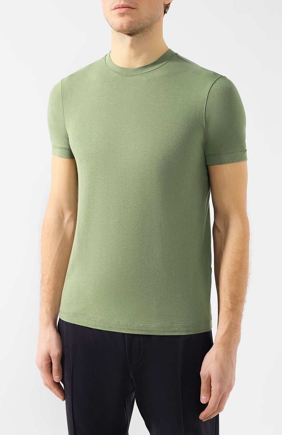 Футболка из вискозы GIORGIO ARMANI зеленого цвета по цене 34250 руб., арт. 8NST52/SJP4Z, фото 3 Футболка из вискозы GIORGIO ARMANI, арт. 8NST52/SJP4Z, фото 3
