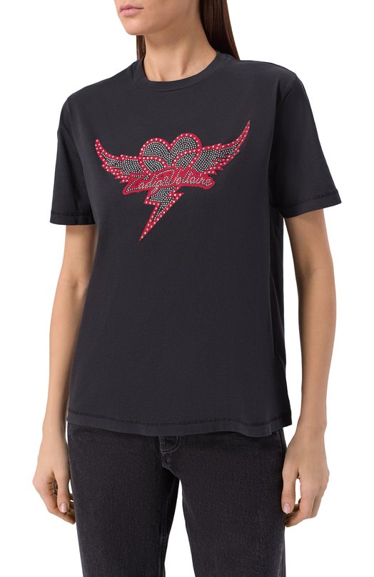 Хлопковая футболка Zadig and Voltaire JWTS02856 Чёрный  JWTS02856 Фото 3