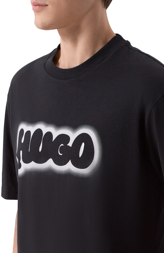 Хлопковая футболка HUGO Blue 50549155 Чёрный  50549155 Фото 5