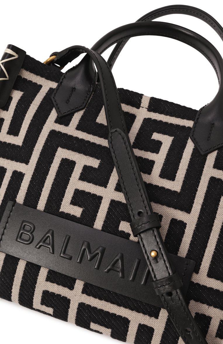 Женская сумка-тоут b-army BALMAIN черного цвета, арт. DN1FE818/TJDC | Фото 3 (Ремень/цепочка: На ремешке; Материал: Текстиль; Размер: small)