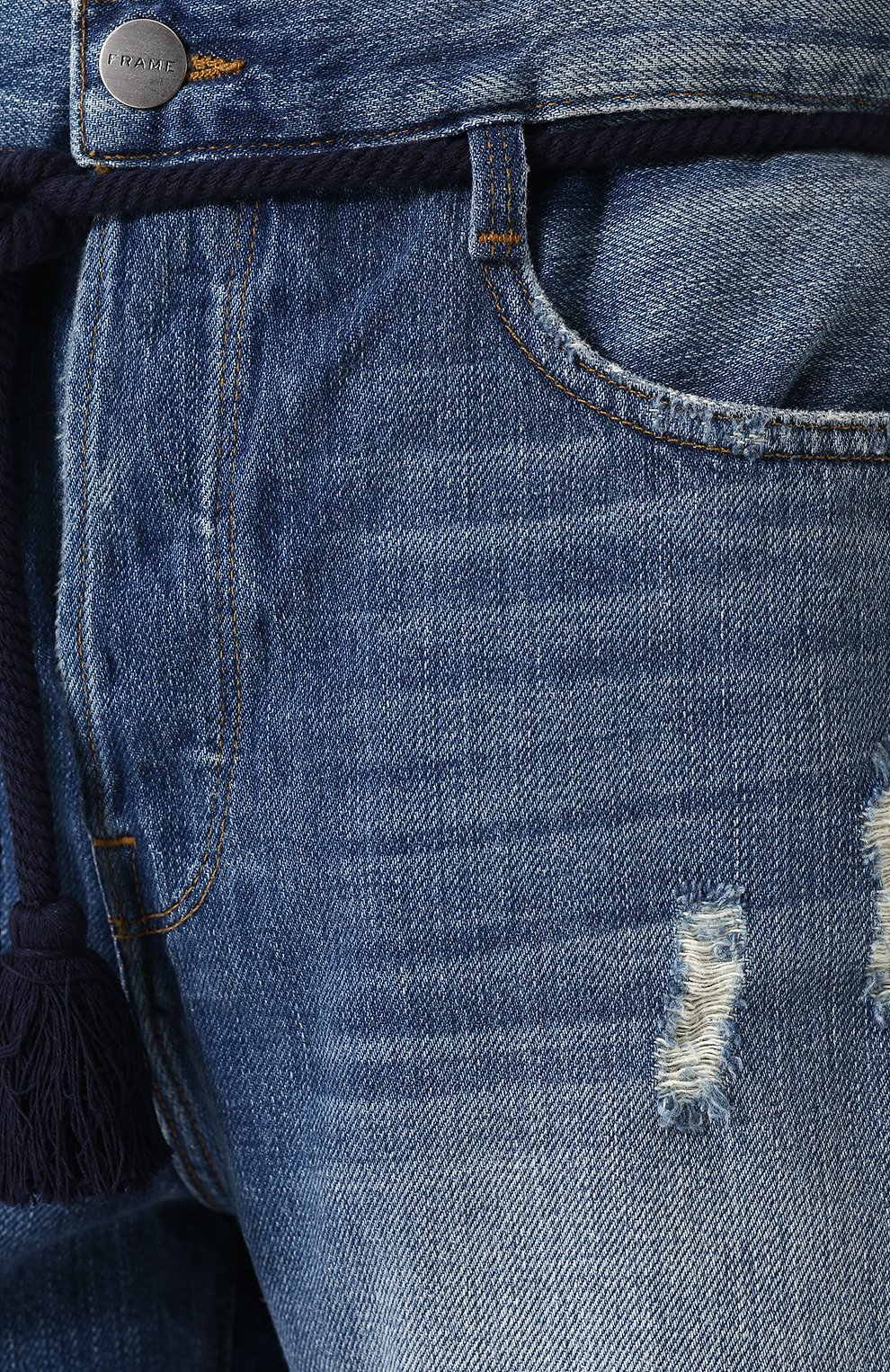 Джинсовые мини-шорты с потертостями FRAME DENIM голубого цвета по цене 19950 руб., арт. L0JSHTT207, фото 5 Джинсовые мини-шорты с потертостями FRAME DENIM, арт. L0JSHTT207, фото 5