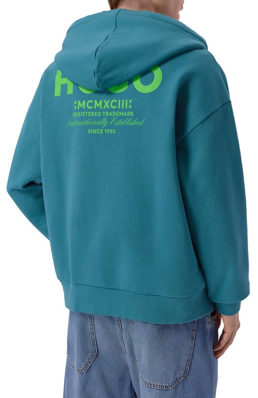 Хлопковая толстовка HUGO Blue 50520017 Зелёный  50520017 Фото 4