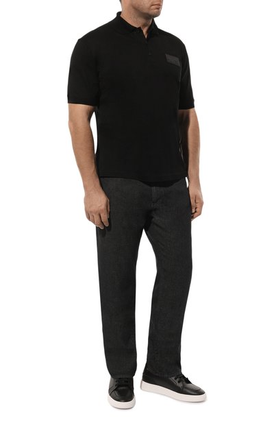 Хлопковое поло CROW’S EYE черного цвета по цене 25500 руб., арт. LE 64, фото 2 Хлопковое поло CROW’S EYE, арт. LE 64, фото 2