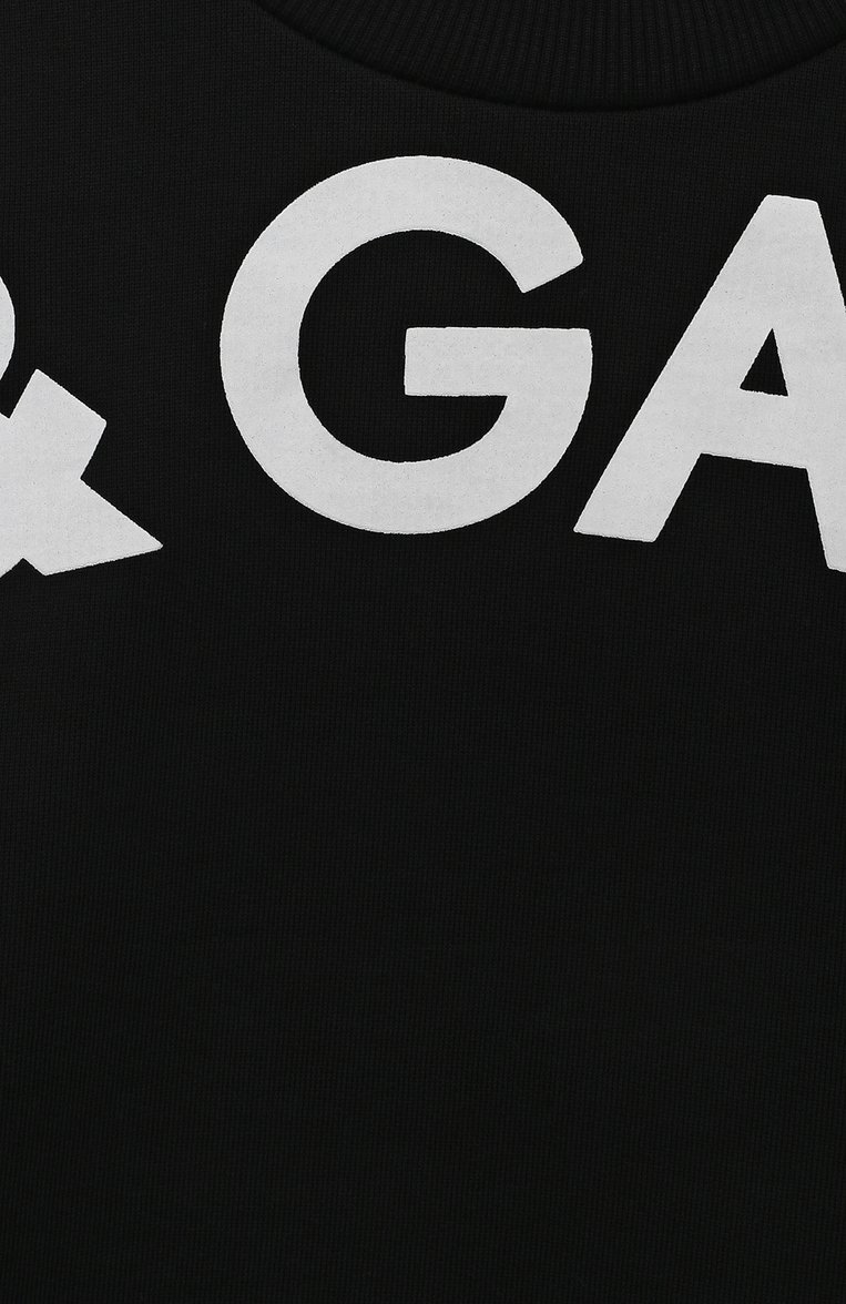 Детский хлопковый свитшот DOLCE & GABBANA черного цвета, арт. L4JWHZ/G7KU6/2-6 | Фото 3 (Материал внешний: Хлопок; Материал сплава: Проставлено; Драгоценные камни: Про�ставлено; Рукава: Длинные; Мальчики Кросс-КТ: Свитшот-одежда)